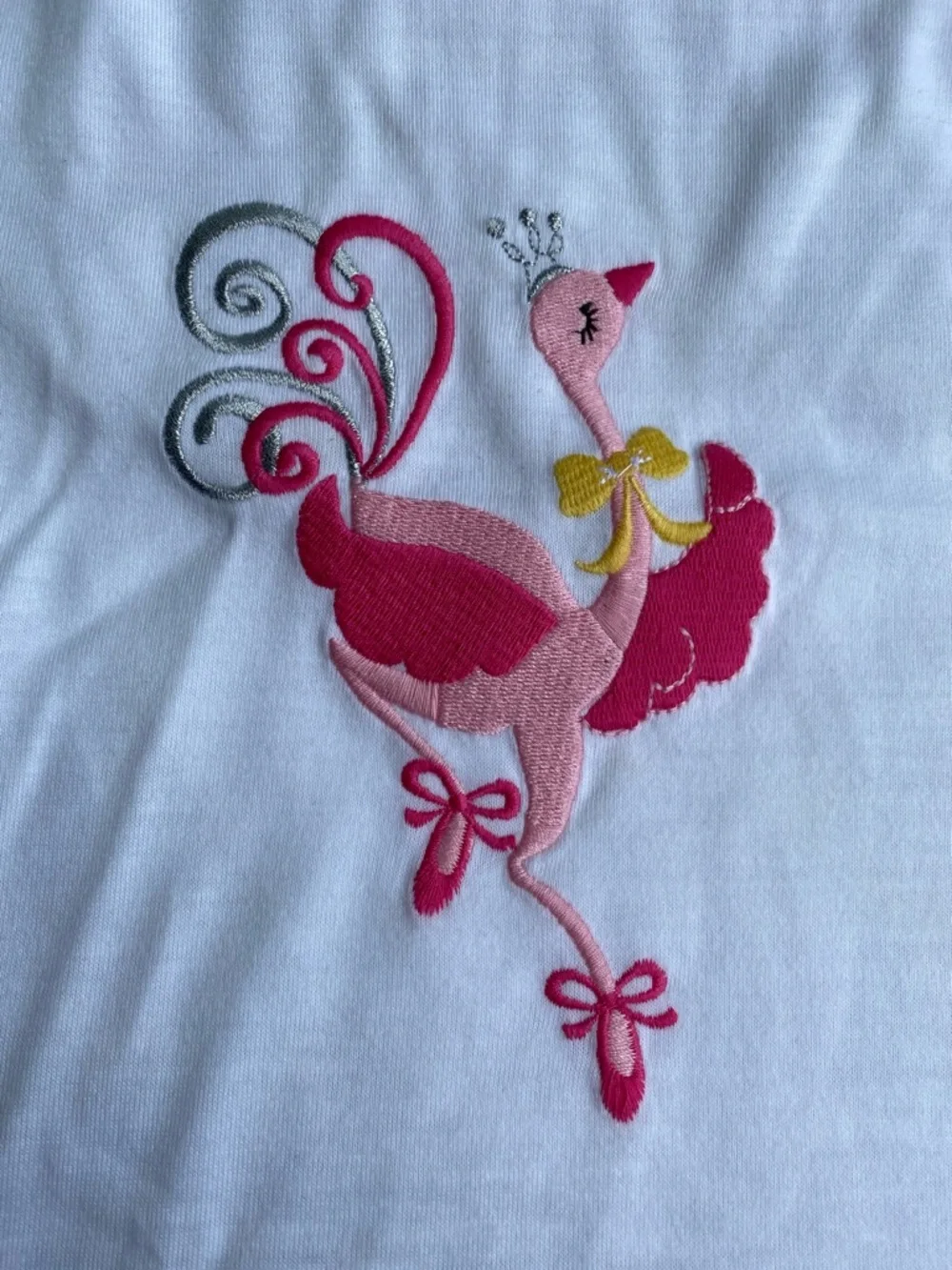 Gymboree embroidered ballerina ostrich white cap sleeve top